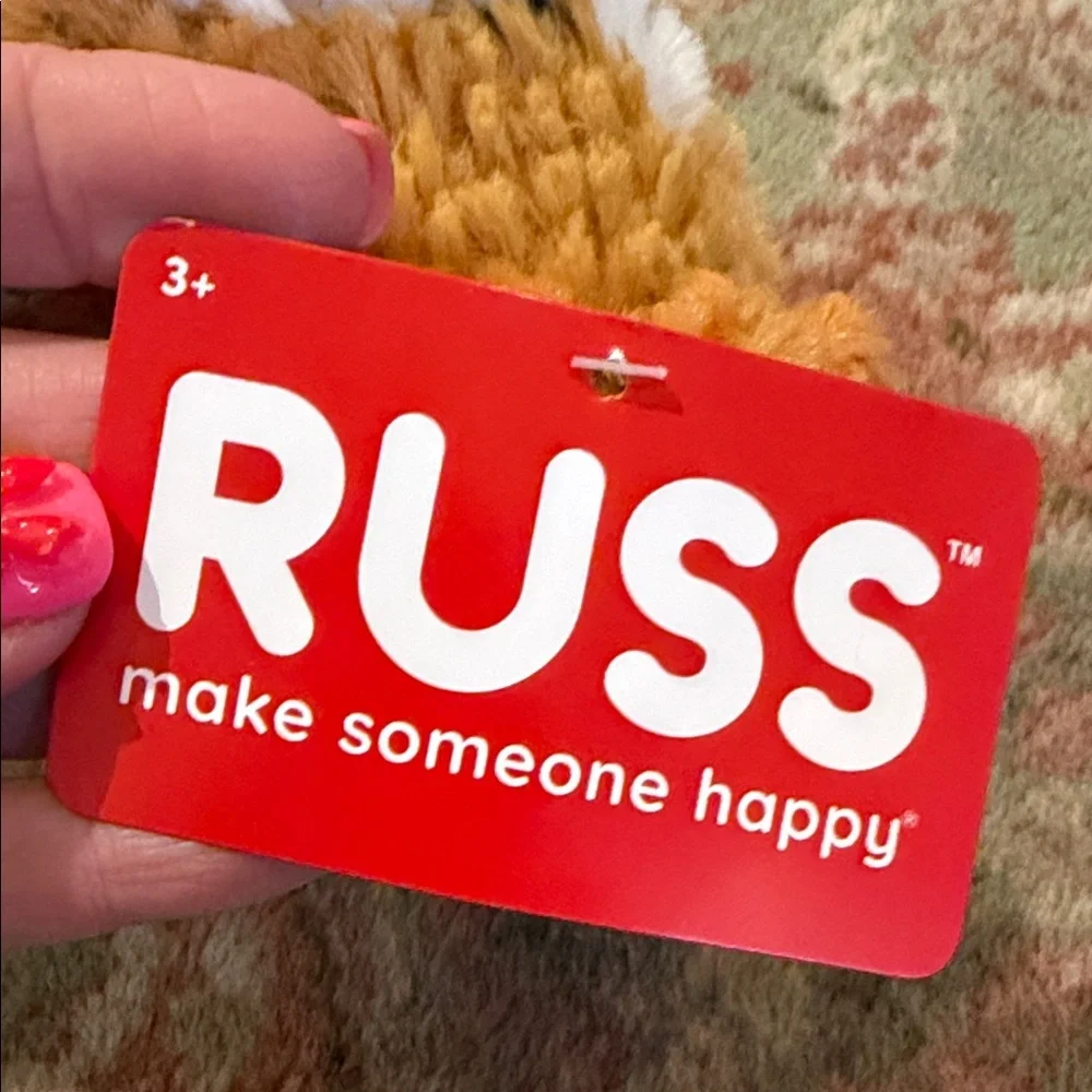 RUSS Plush Hamster Toy with Heart - Tan, White, and Pink